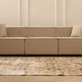 Vintage Isparta Turkish Area Rug 5x8 ft — Beige & Blue Floral (No. 40195)