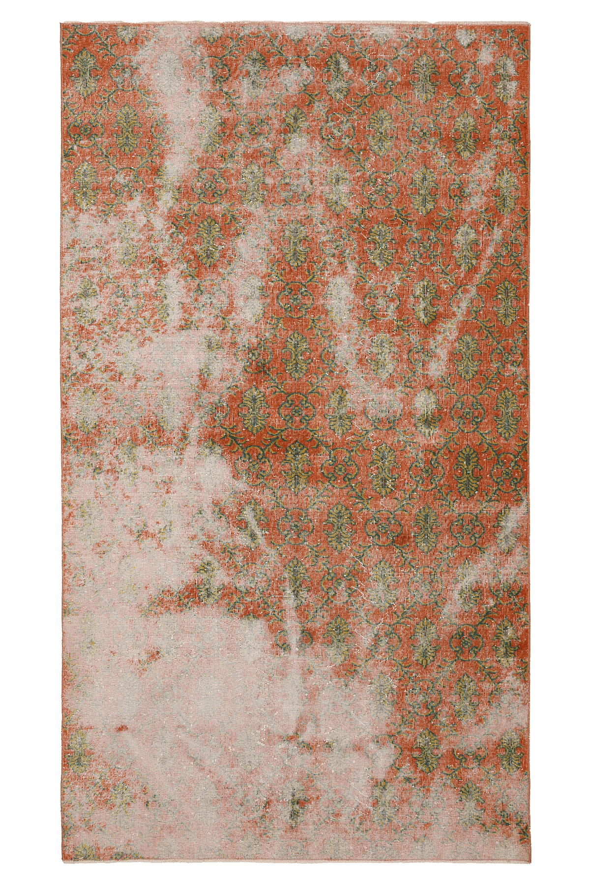 Vintage Isparta Turkish Area Rug 5x9 ft — Orange & Pink Distressed