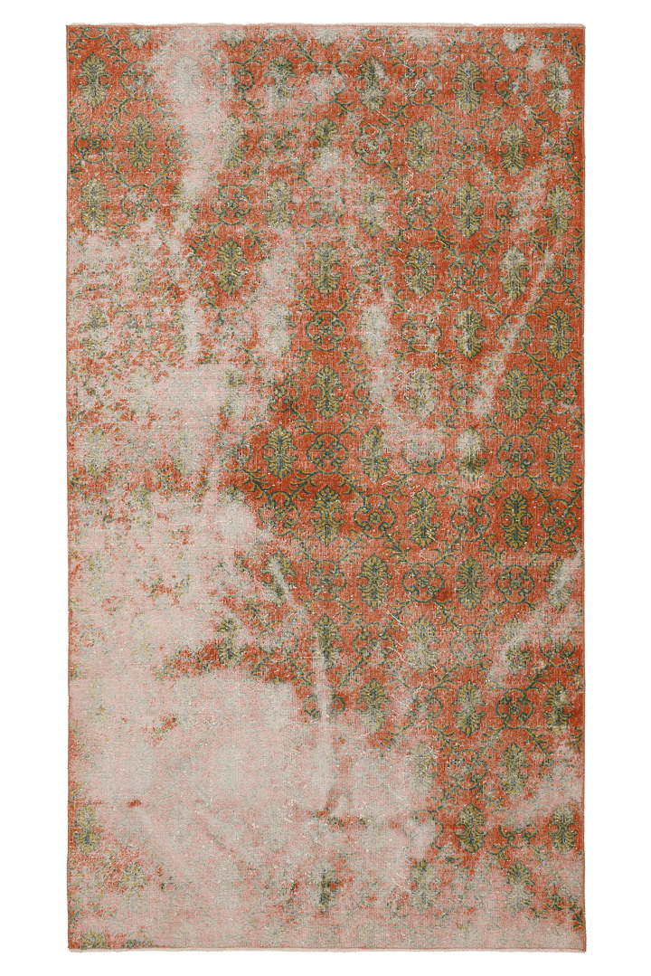 Vintage Isparta Turkish Area Rug 5x9 ft — Orange & Pink Distressed