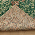 Vintage Isparta Turkish Area Rug 5x9 ft — Green & Beige Floral