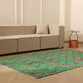Vintage Isparta Turkish Area Rug 5x8 ft — Green & Pink Floral