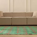 Vintage Isparta Turkish Area Rug 5x8 ft — Green & Pink Floral