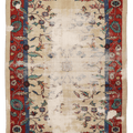Vintage Isparta Turkish Area Rug 5x8 ft — Beige & Red Distressed