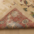 Vintage Isparta Turkish Area Rug 5x8 ft — Beige & Red Distressed