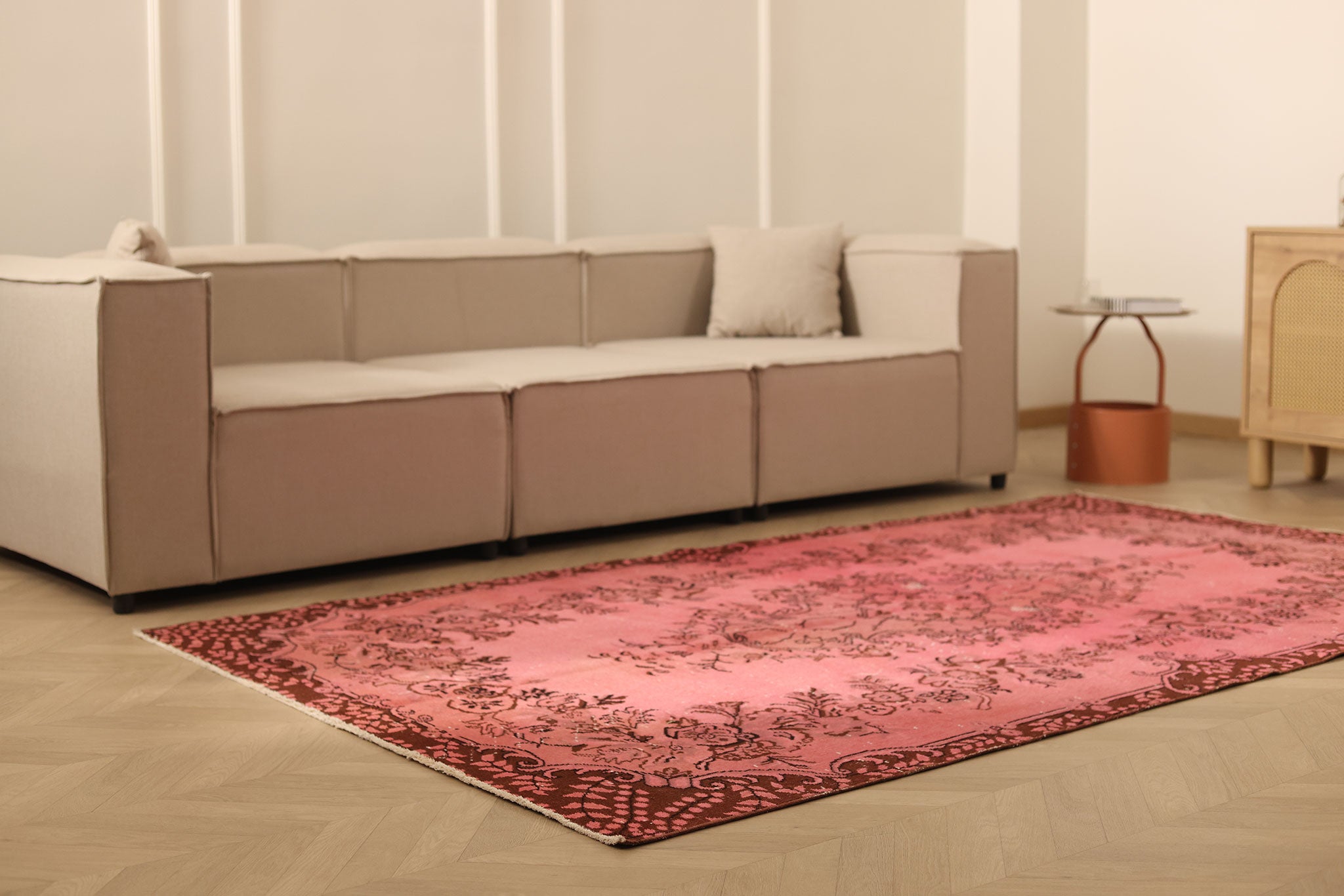 Vintage Isparta Turkish Area Rug 5x9 ft — Pink Overdyed (No. 40209)