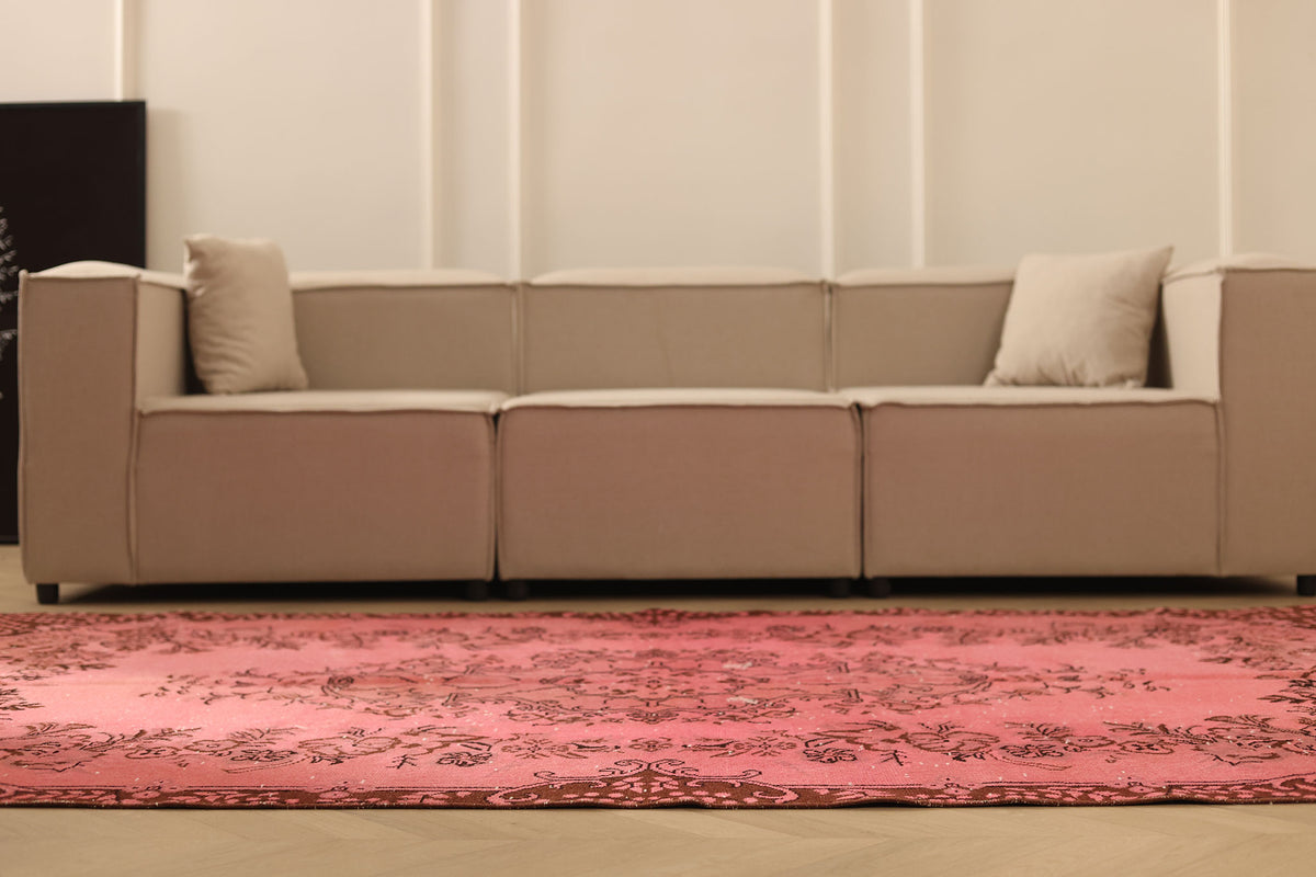 Vintage Isparta Turkish Area Rug 5x9 ft — Pink Overdyed (No. 40209)