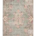 Vintage Isparta Turkish Area Rug 5x9 ft — Green & Pink Distressed
