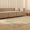 Vintage Isparta Turkish Area Rug 5x9 ft — Green & Pink Distressed