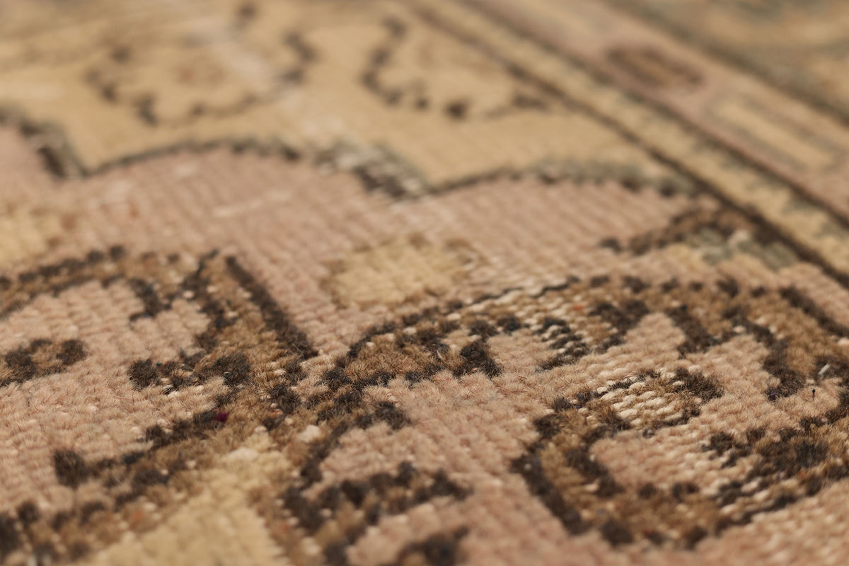 Vintage Manisa Turkish Area Rug 6x9 ft — Beige & Pink Floral