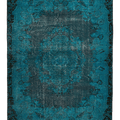 Vintage Isparta Turkish Area Rug 6x9 ft — Blue Overdyed