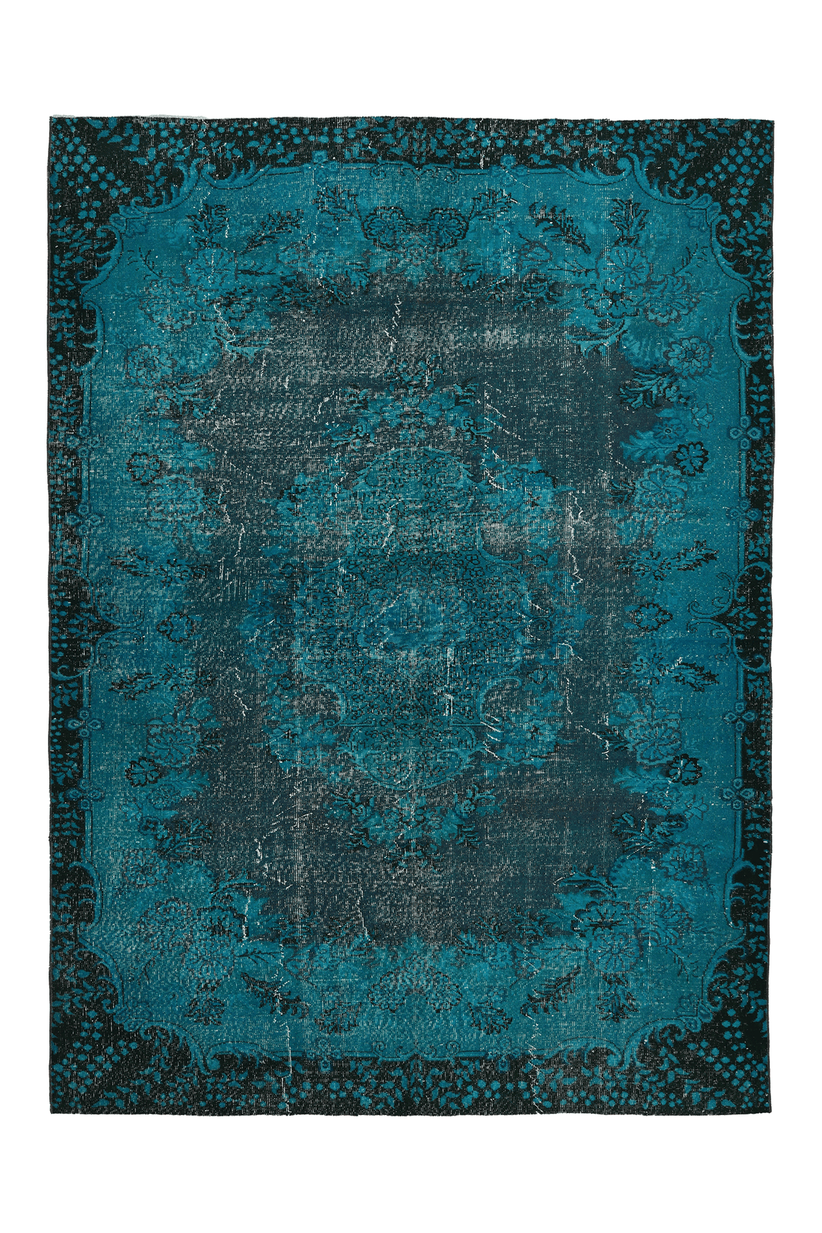 Vintage Isparta Turkish Area Rug 6x9 ft — Blue Overdyed