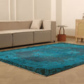 Vintage Isparta Turkish Area Rug 6x9 ft — Blue Overdyed
