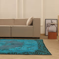 Vintage Isparta Turkish Area Rug 6x9 ft — Blue Overdyed