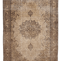 Vintage Isparta Turkish Area Rug 6x10 ft — Beige & Brown Floral (No. 40256)