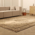Vintage Isparta Turkish Area Rug 6x10 ft — Beige & Brown Floral (No. 40256)