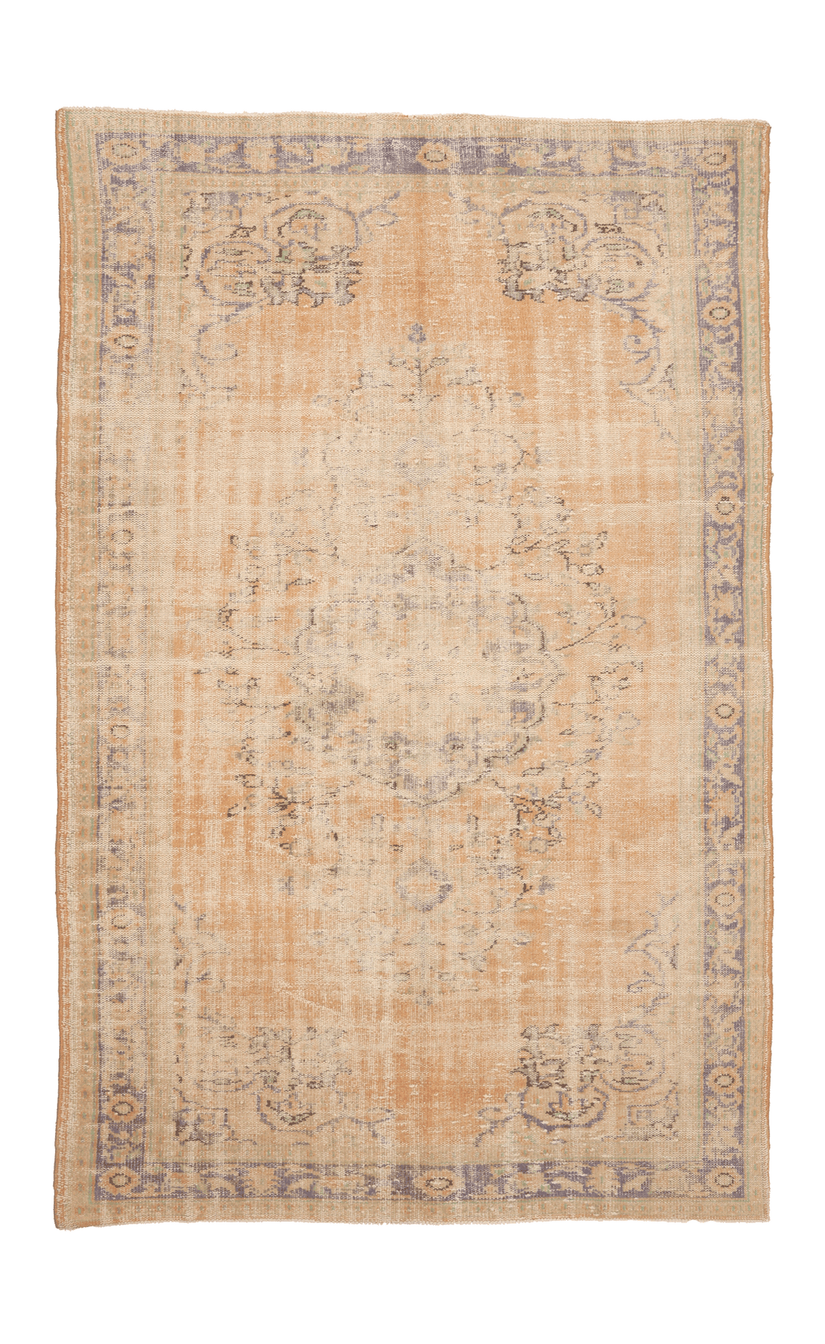 Vintage Manisa Turkish Area Rug 5x9 ft — Orange Floral (No. 40260)