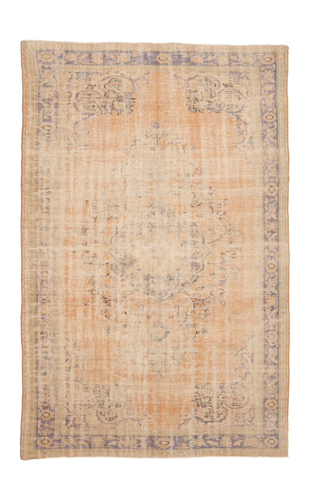 Vintage Manisa Turkish Area Rug 5x9 ft — Orange Floral (No. 40260)