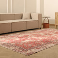 Vintage Isparta Turkish Area Rug 6x10 ft — Red & Beige Floral (No. 40262)