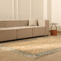 Vintage Isparta Turkish Area Rug 6x9 ft — Beige & Blue Floral