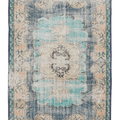 Vintage Manisa Turkish Area Rug 6x9 ft — Blue & Green Floral