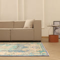 Vintage Manisa Turkish Area Rug 6x9 ft — Blue & Green Floral