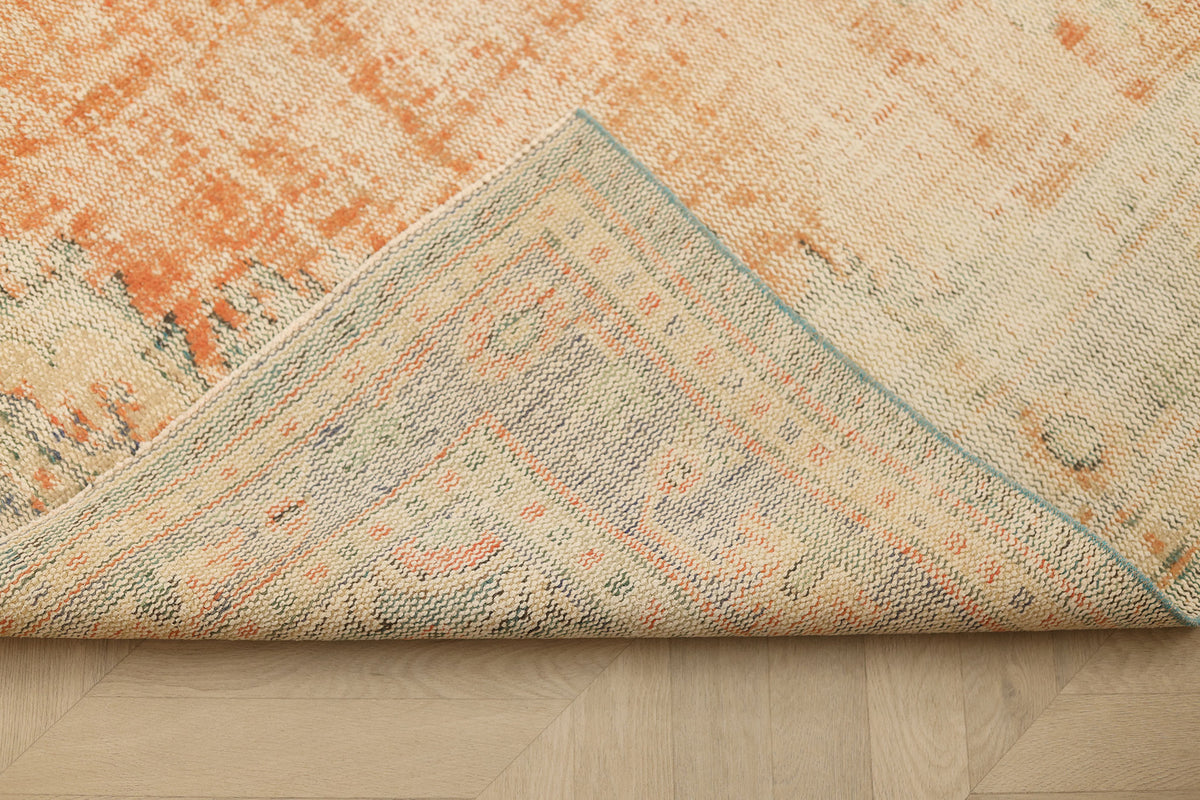 Vintage Manisa Turkish Area Rug 6x9 ft — Orange Floral