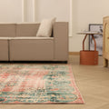 Vintage Manisa Turkish Area Rug 7x9 ft — Red & Green Floral