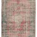 Vintage Manisa Turkish Area Rug 7x9 ft — Red & Green Floral