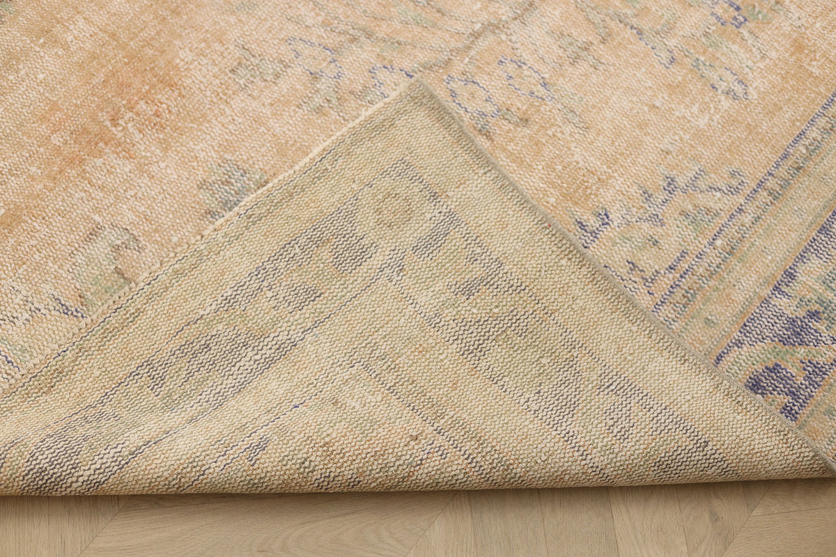 Vintage Manisa Turkish Area Rug 5x9 ft — Beige Floral (No. 40270)