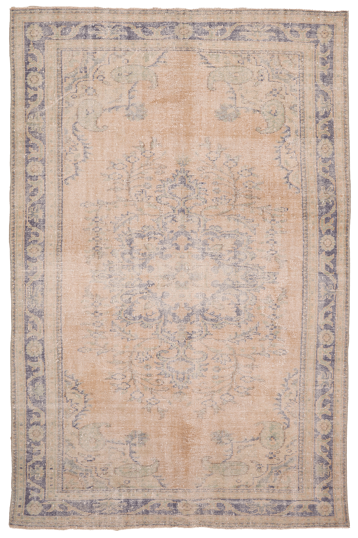 Vintage Manisa Turkish Area Rug 5x9 ft — Beige Floral (No. 40270)
