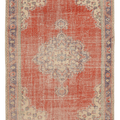 Vintage Manisa Turkish Area Rug 5x9 ft — Red Floral