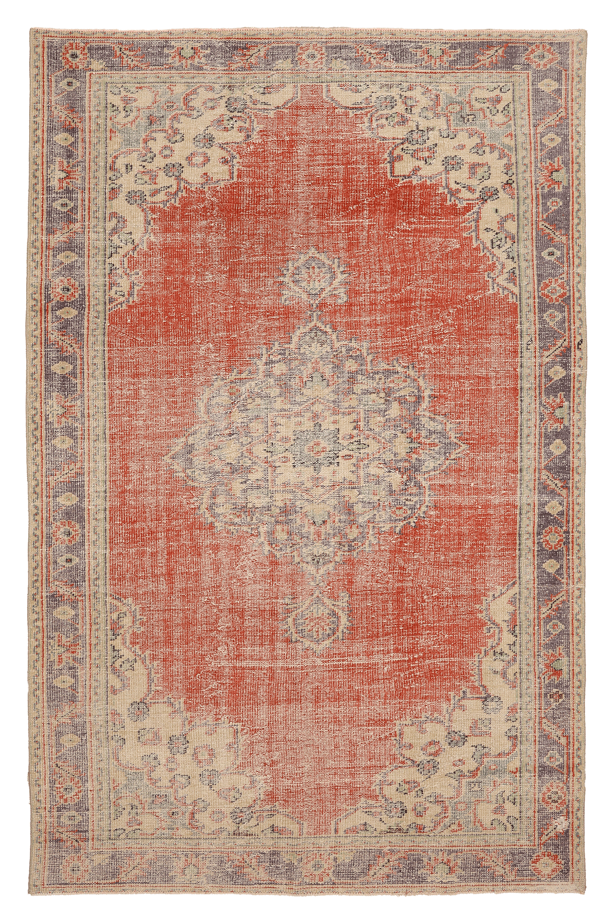 Vintage Manisa Turkish Area Rug 5x9 ft — Red Floral