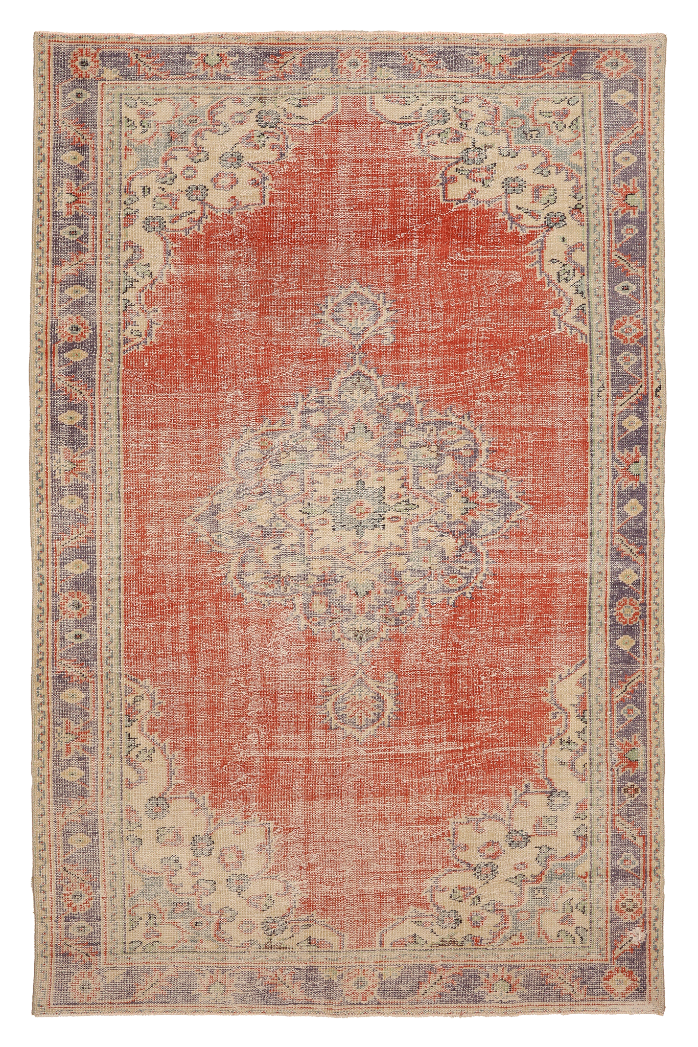 Vintage Manisa Turkish Area Rug 5x9 ft — Red Floral