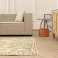 Vintage Isparta Turkish Area Rug 5x9 ft — Beige Floral (No. 40287)