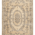 Vintage Isparta Turkish Area Rug 5x9 ft — Beige Floral (No. 40287)