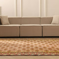 Vintage Isparta Turkish Area Rug 6x9 ft — Beige & Red Geometric