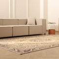 Vintage Isparta Turkish Area Rug 6x10 ft — Beige & Purple Floral (No. 40292)