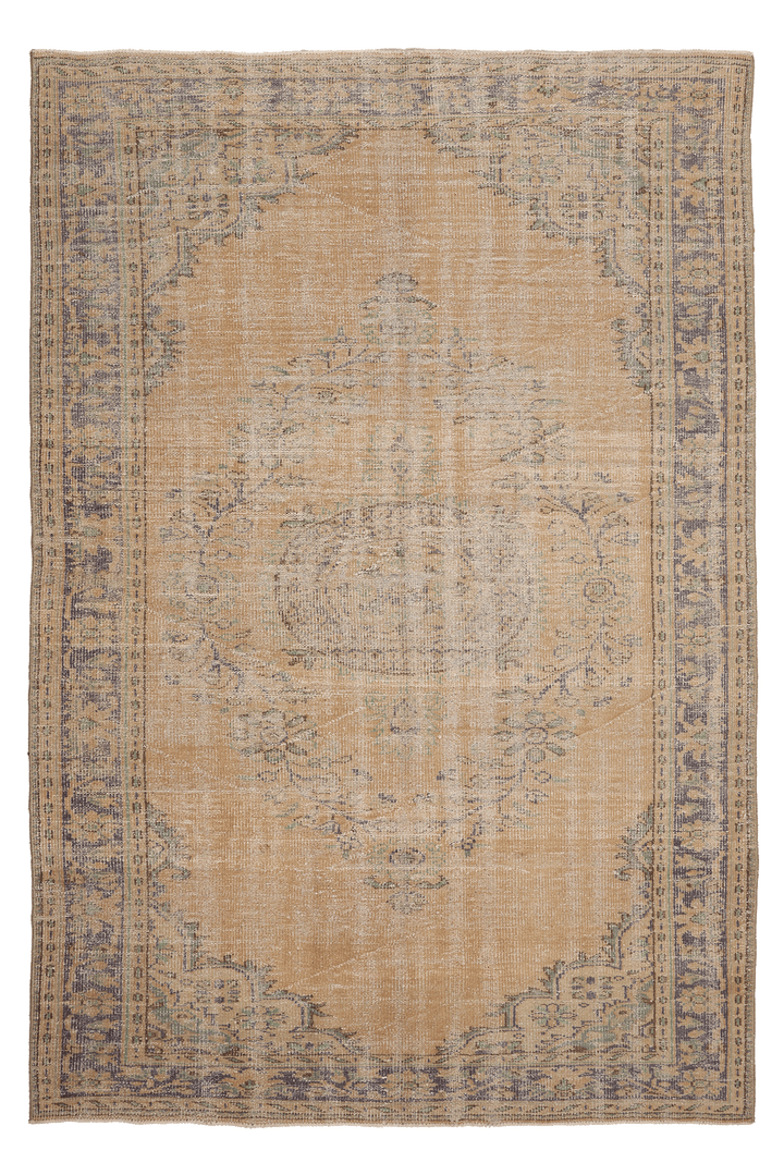 Vintage Isparta Turkish Area Rug 6x9 ft — Red & Brown Floral