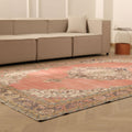 Vintage Isparta Turkish Area Rug 6x11 ft — Beige & Brown Floral