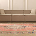 Vintage Isparta Turkish Area Rug 6x11 ft — Beige & Brown Floral