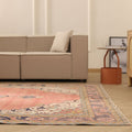 Vintage Isparta Turkish Area Rug 6x11 ft — Beige & Brown Floral