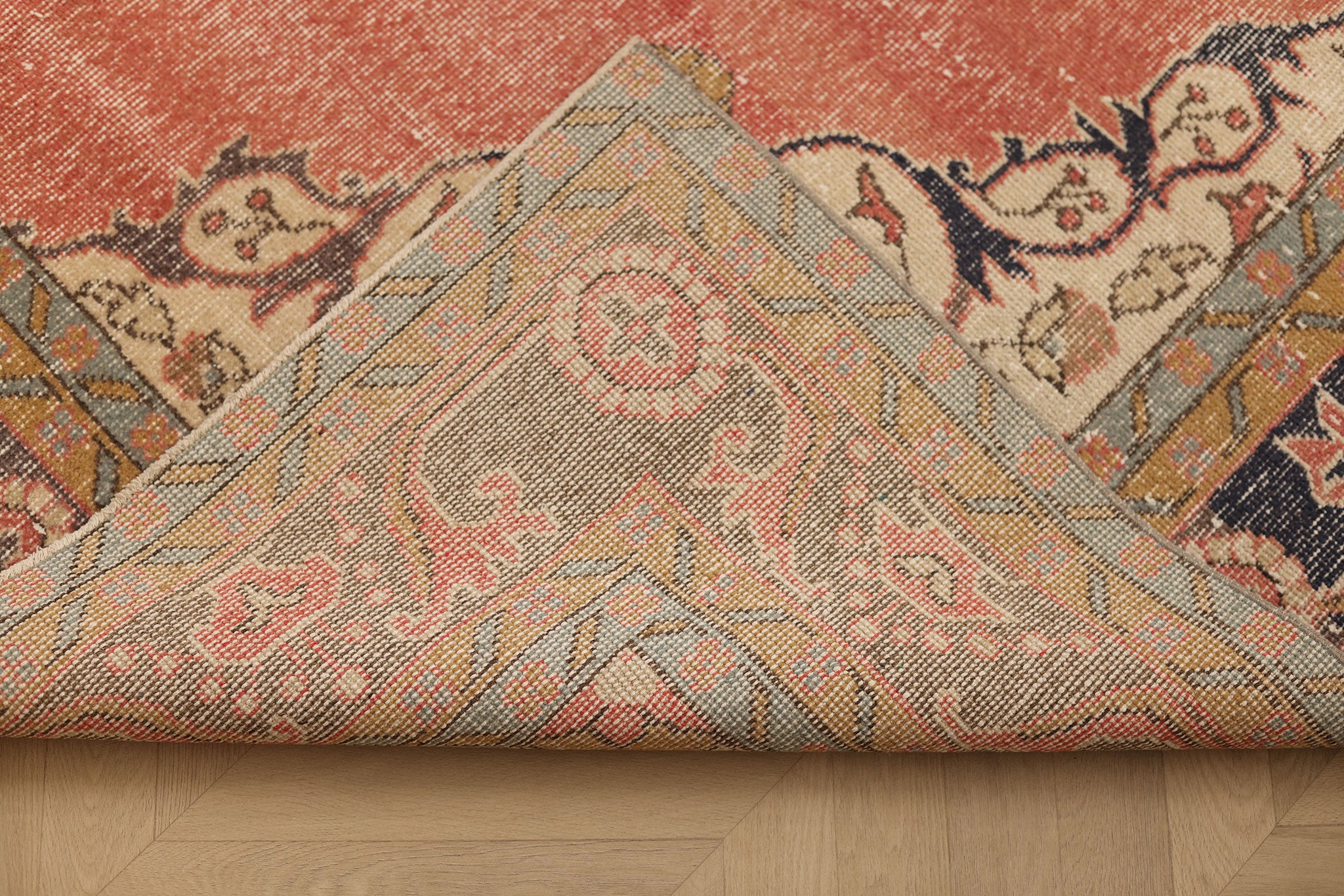 Vintage Isparta Turkish Area Rug 6x11 ft — Beige & Brown Floral