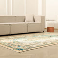 Vintage Manisa Turkish Area Rug 6x9 ft — Blue & Green Floral (No. 40311)