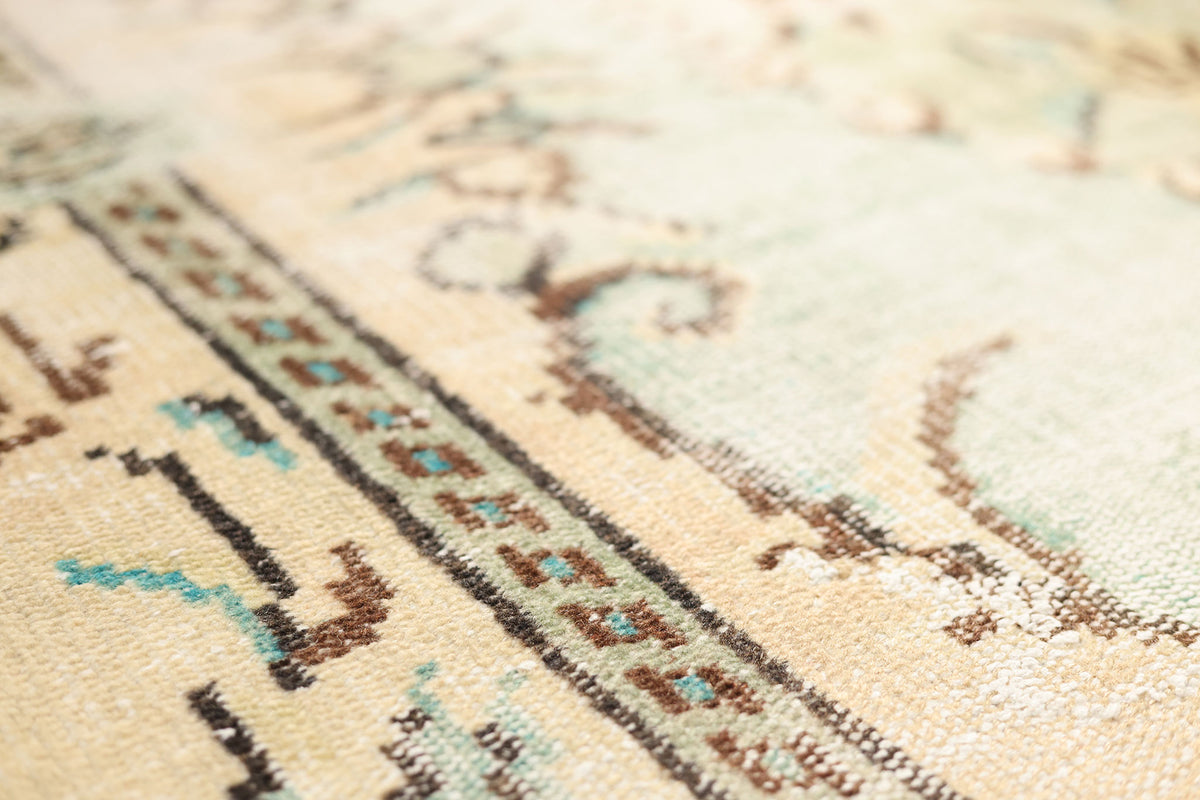 Vintage Manisa Turkish Area Rug 6x9 ft — Blue & Green Floral (No. 40311)