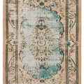 Vintage Manisa Turkish Area Rug 6x9 ft — Blue & Green Floral (No. 40311)
