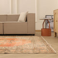 Vintage Isparta Turkish Area Rug 6x10 ft — Beige & Brown Floral (No. 40312)