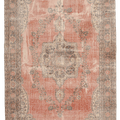 Vintage Isparta Turkish Area Rug 6x10 ft — Beige & Brown Floral (No. 40312)