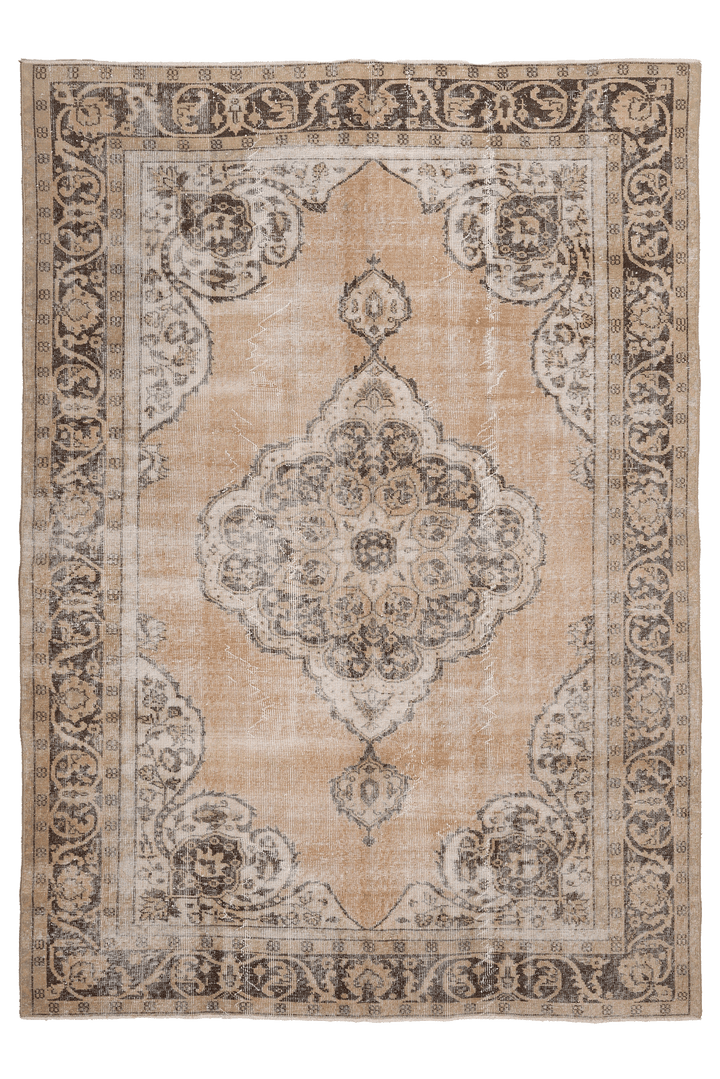 Vintage Isparta Turkish Area Rug 6x9 ft — Orange Floral