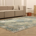 Vintage Isparta Turkish Area Rug 6x9 ft — Green & Beige Floral