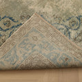 Vintage Isparta Turkish Area Rug 6x9 ft — Green & Beige Floral